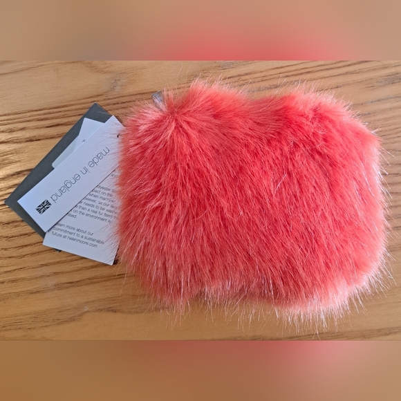 NWT Helen Moore Bright Orange Vegan Fur Evening Clutch Coin Purse Bag - Picture 2 of 6